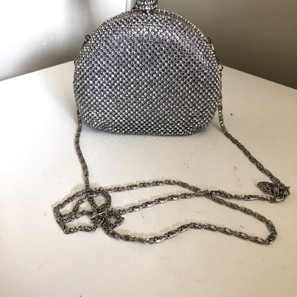 Silver Clutch Embellished with Rhinestones - Picture 3 of 5